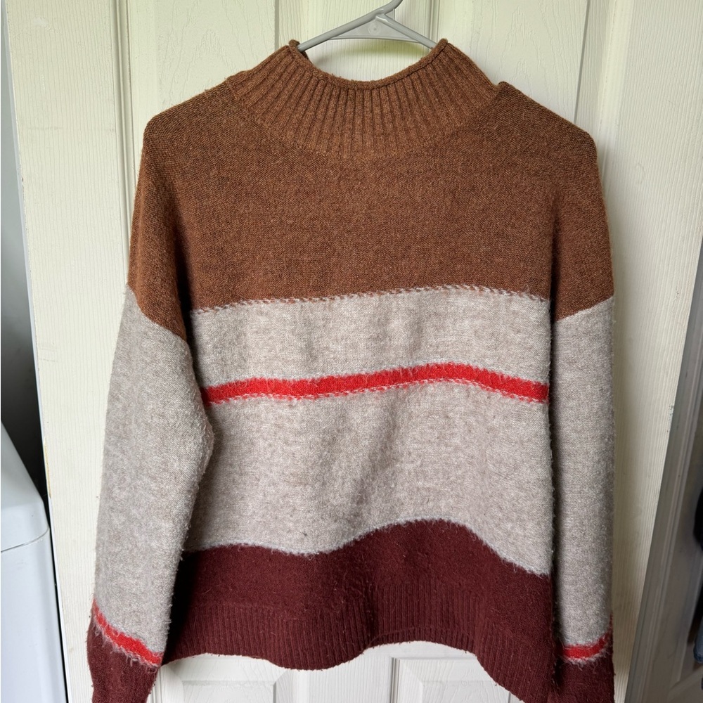 Universal Thread Women's Cowl Neck Sweater - Brown and Red